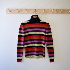vtg bold striped cotton turtleneck